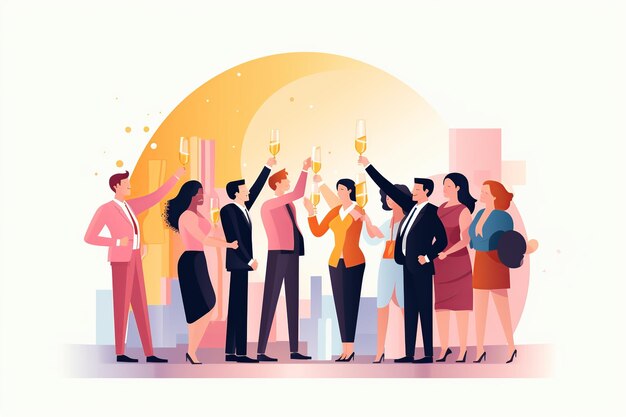 Photo project success celebration employees toasting amp sharing congratulations