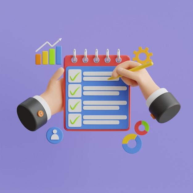 Project task management and effective time planning tools Project development icon 3D vector