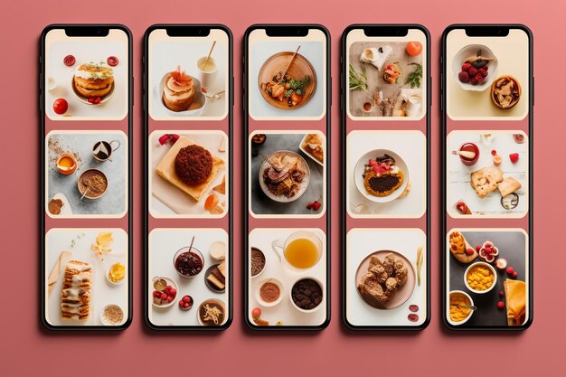 Photo project with luxury food on a colorful background