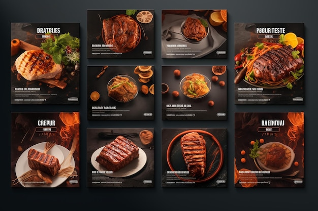 Project with luxury food on a colorful background