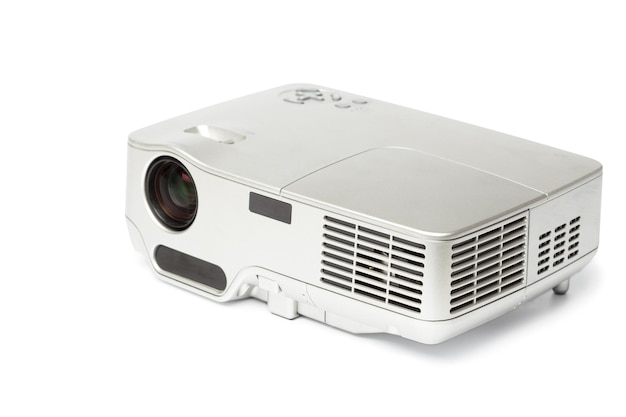 Projector multimedia zilveren kleur op witte achtergrond