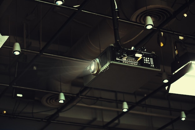 Projector in office room ready for presentation