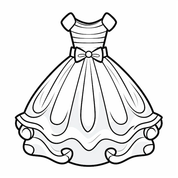 Photo prom dress illustration charm cute coloring book kawaii line art