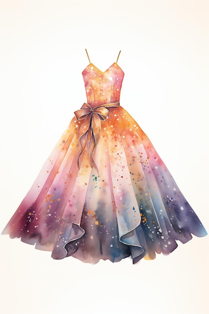 Prom Dress watercolor Illustration