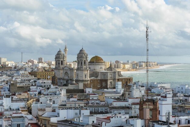 Promenade and Cathedral of Santa Cruz in Cadiz Spain