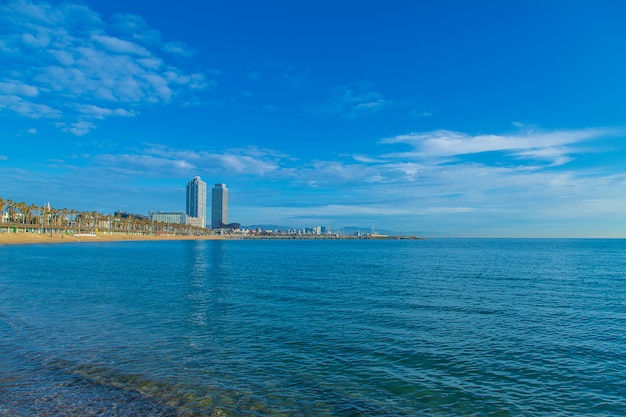 Promenade in the city of Barcelona. Selective focus.