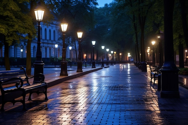 Promenade in een prachtig stadspark