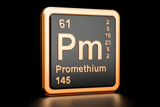 Foto promethium pm scheikundig element teken 3d-rendering