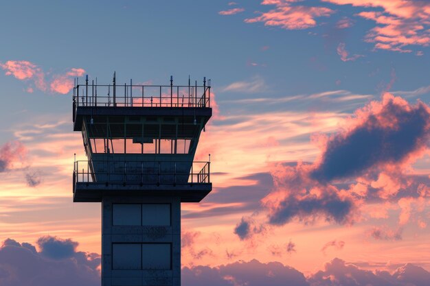 Photo prominent airport control tower generate ai