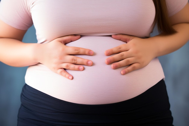 Photo prominent belly symbol of the struggle against obesity and the pursuit of a healthier life