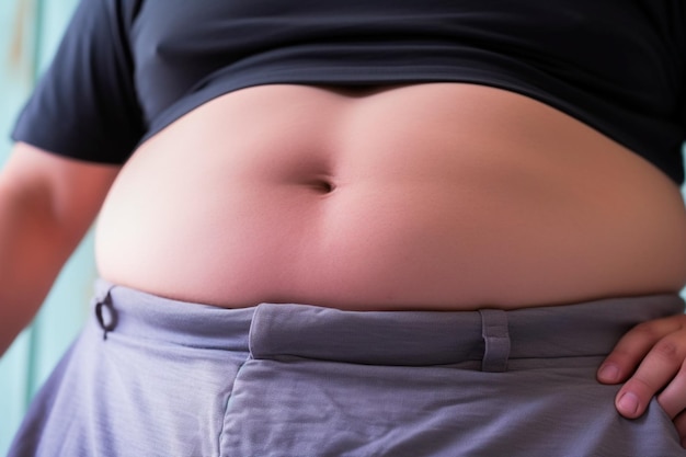 Photo prominent belly a visual symbol of someones journey to overcome the challenges of obesity