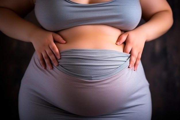 Prominent belly a visual symbol of someones journey to overcome the challenges of obesity