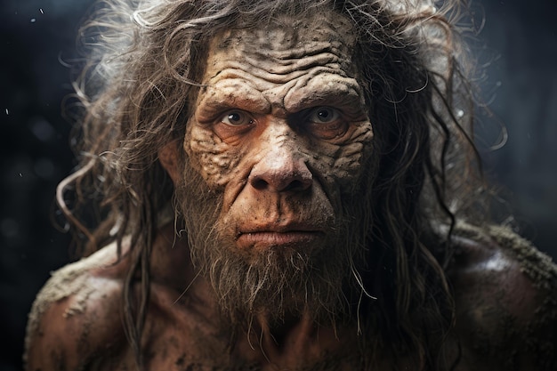 Prominent Neanderthal man gezicht Generate Ai