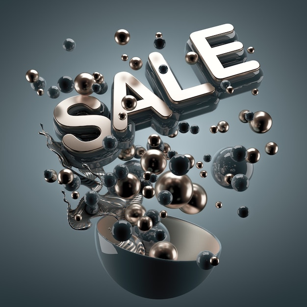 Promo poster of a big sale and mega discounts. Abstract modern background. 3d illustration