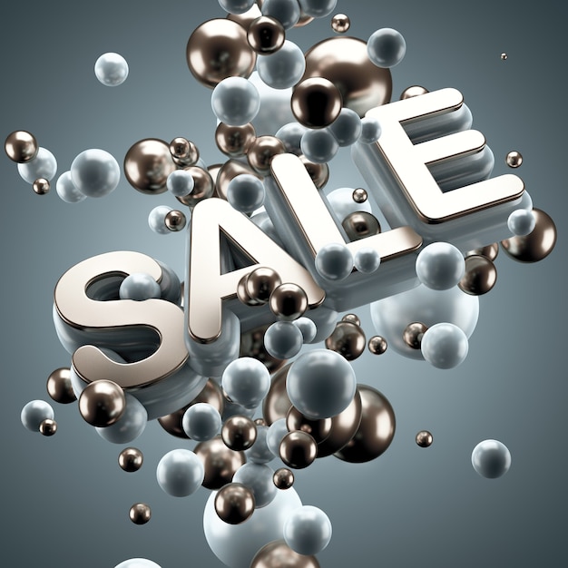 Promo poster of a big sale and mega discounts. Abstract modern background. 3d illustration