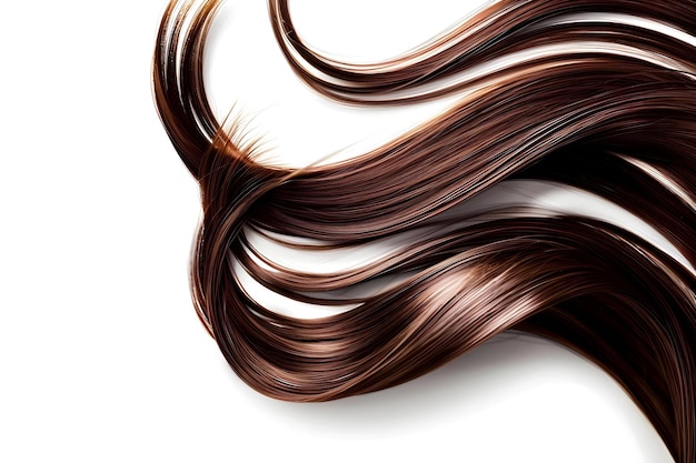 Фото Продвижение здоровых и крепких волос блестящие коричневые волосы на белом фоне с уходом шампунь рекламная баннерная концепция уход за волосами блестящий волос шампунь для волос здоровые волосы реклама
