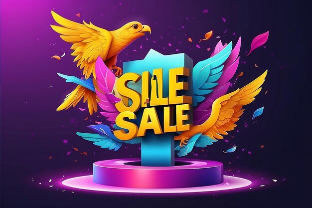 Promotional banner for final sale Vector illustration with soaring podium for decoration of sale event