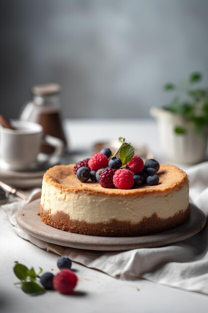 Promotional commercial photo cheese cake with berries