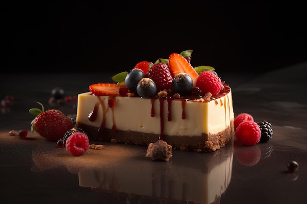 Promotional commercial photo cheese cake with berries