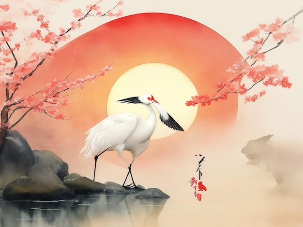 prompt artistic image Japanese's Zen tao crane