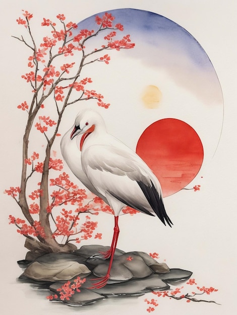 即興芸術イメージ日本の禅道鶴