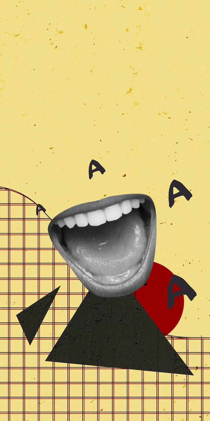 फोटो propaganda concept art creative art collage open mouth scream retro vintage color background