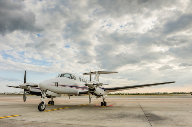 Propeller plane parking at the airport