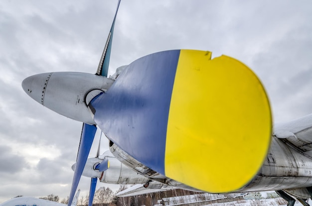 Propellers van turbopropmotoren close-up