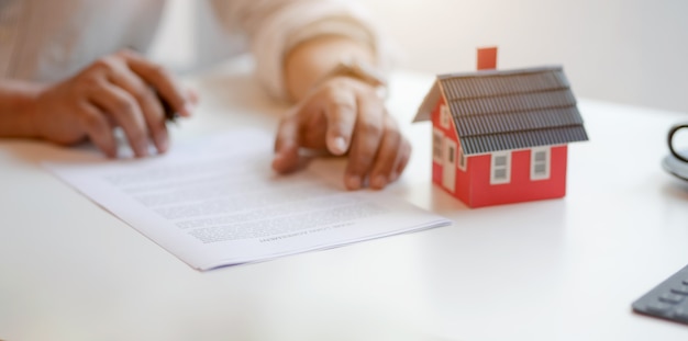 Property real estate concept : customer signing contract about home loan agreement