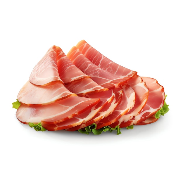 Prosciutto slices isolated in white