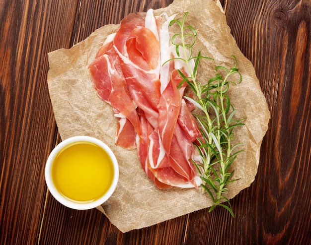 Prosciutto with rosemary and olive oil