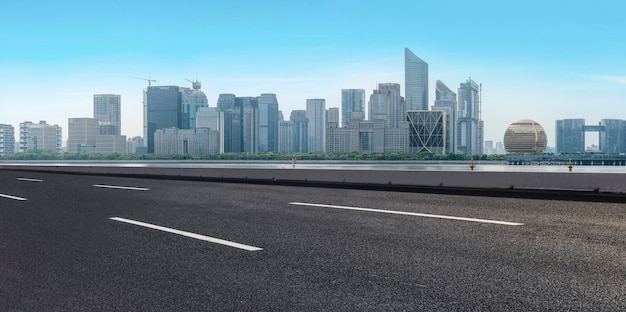 Prospects for expressway, asphalt pavement, city building commercial building