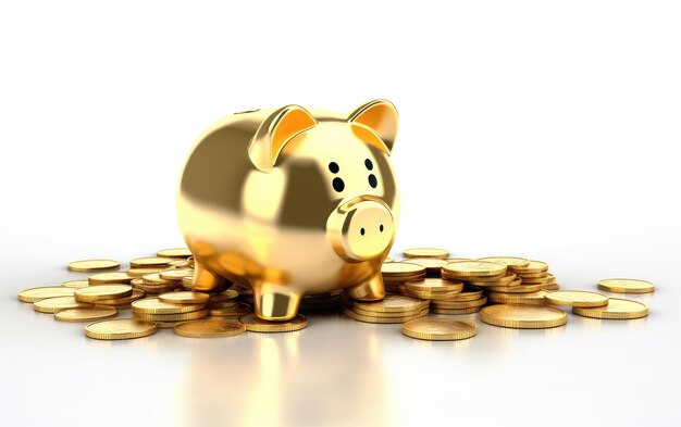 Photo prosperity and savings golden piggy bank