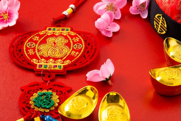 Prosperity and Spring Flat lay Chinese new year