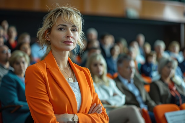 A prosperous businesswoman dressed in orange Generative Ai