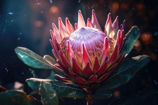 Protea-bloem met protea-bloem en bloemen-AI gegenereerd