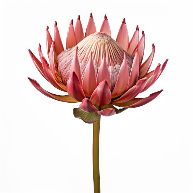 Protea dried flower isolated on white background Generative AI