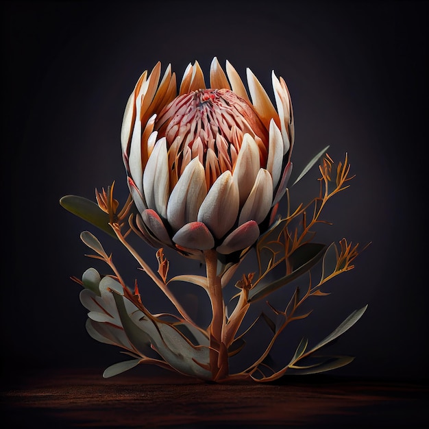 Protea Flower African Protea Abstract Generative AI Illustration
