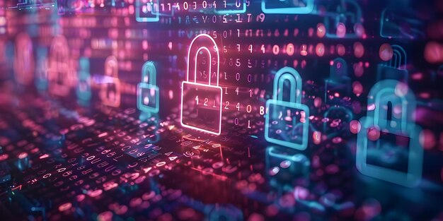 protecting business and user data with secure cyber network protection measures concept data encryption twofactor authentication malware protection regular security updates network monitoring