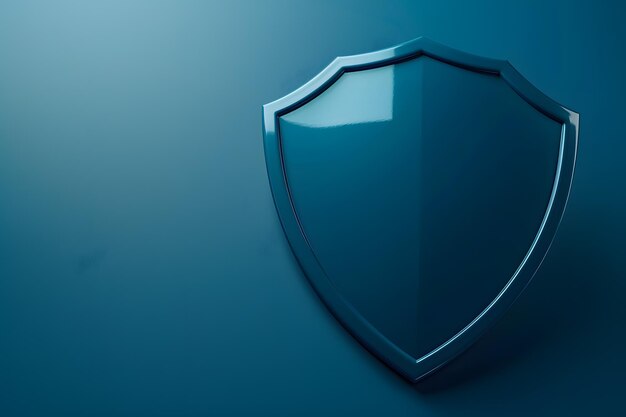 Защитный щит на синем фоне 3D-рендер Концепция безопасности