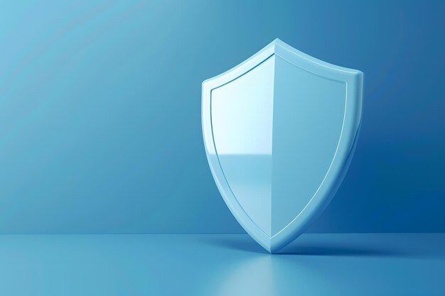 Protection shield on blue background 3d render Concept of security