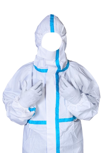 Photo protective coveral suit with latex gloves