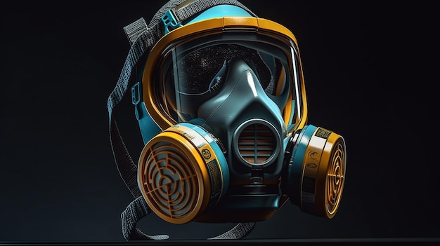 Protective gas mask on a black backgroundgenerative ai