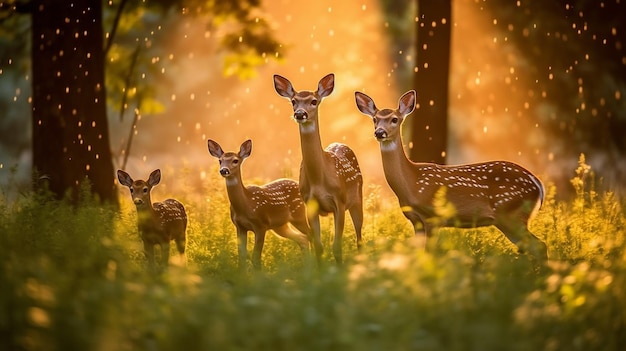 Photo protective mother deer in the heart of nature