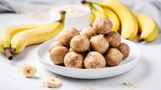 Protein Banana Balls on a White Plate