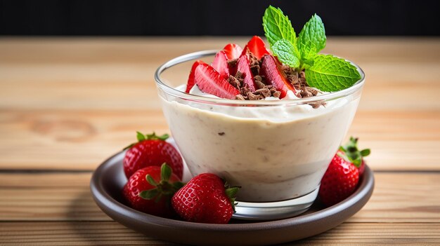 Foto pudding proteico con fragole