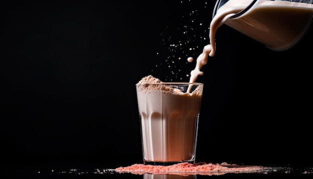 Protein shake in a transparent glass