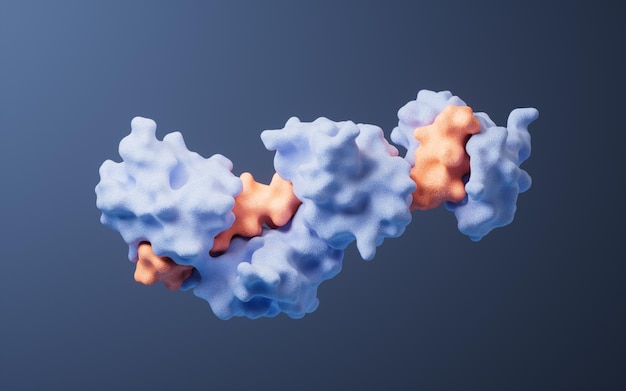 Protein structure with biological concept 3d rendering