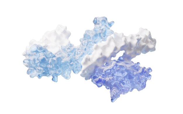 Photo protein structure with biological concept 3d rendering