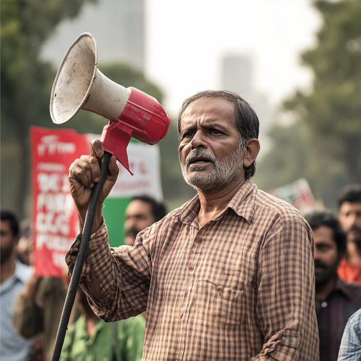 फोटो a protest against the use of harmful chemicals in agriculture with farmers demanding sustainable al